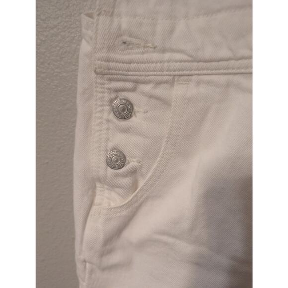 Levi's Womens Shortalls Size XS White Denim Square Neck Pockets Farm Girl - Picture 3 of 11